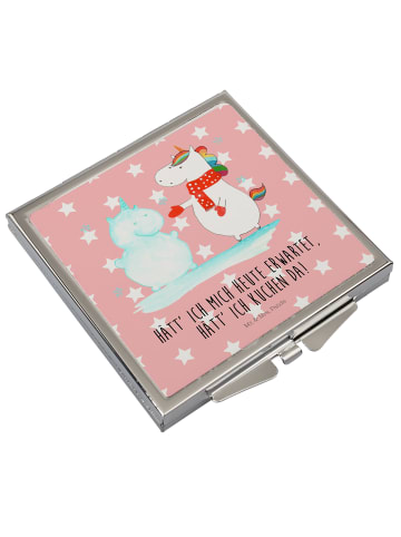 Mr. & Mrs. Panda Frauenspiegel Einhorn Schneemann mit Spruch in Rot Pastell