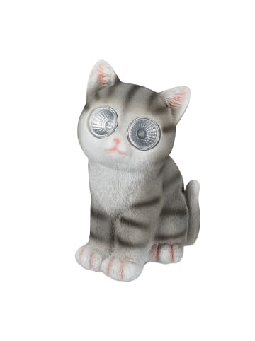 relaxdays 10x Gartenfigur Katze in Grau - (B)12 x (H)23 x (T)14 cm