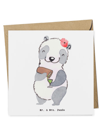 Mr. & Mrs. Panda Deluxe Karte Kneipenwirtin Herz ohne Spruch in Weiß