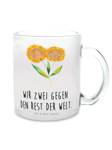Mr. & Mrs. Panda Tasse Blume Sonnenblume mit Spruch in Transparent