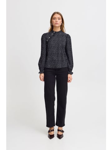 ICHI Langarmbluse IXTANYA LS 20122656 Modische Bluse mit Rüsschen in Schwarz