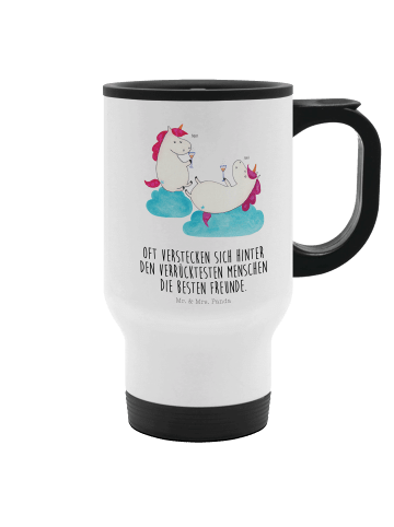Mr. & Mrs. Panda Becher Einhorn Sekt mit Spruch in Weiß