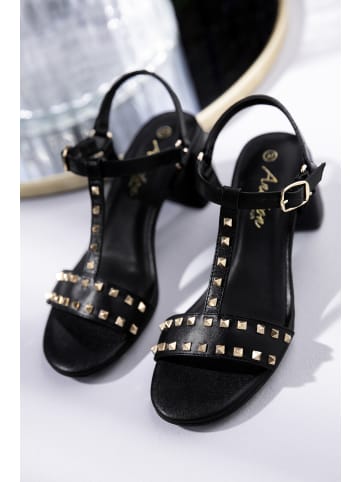 Aniston SHOES Riemchensandalette in schwarz-goldfarben
