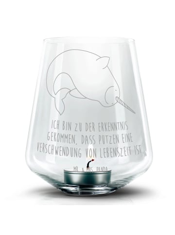 Mr. & Mrs. Panda Kerzenhalter Glas Narwal mit Spruch in Transparent