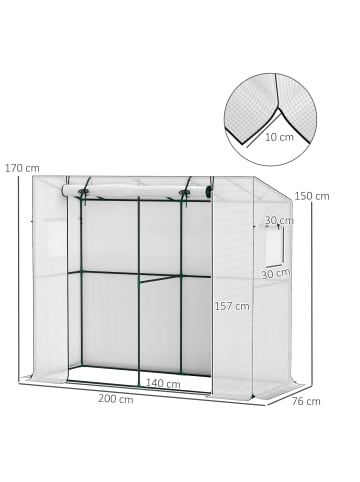 Outsunny Gewächshaus 200L x 76B x 170H cm Weiß