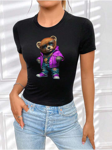 RMK T-Shirt Teddy small SCHWARZ-Lila