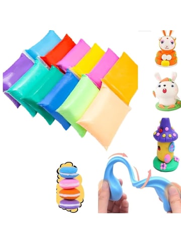 Wisam® Lufttrocknende Magische Knete für Kinder mit Modellierwerkzeug 24 Farben