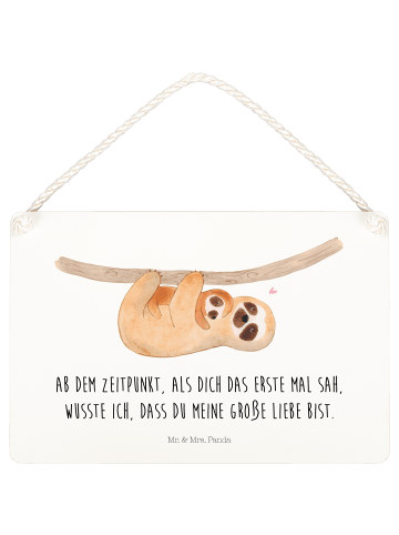 Mr. & Mrs. Panda Türschild Faultier Kind mit Spruch in Weiß