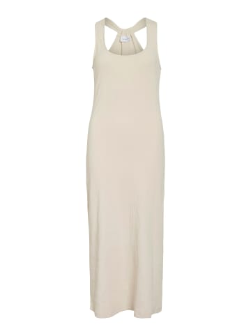 Vila Legeres Geripptes Maxikleid mit Racerback und Knotendetail in Creme