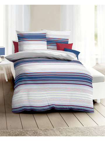 JACK 2 tlg. Seersucker Bettwäsche 135x200cm Marine Stripe in Blau/ Weiß/ Rot