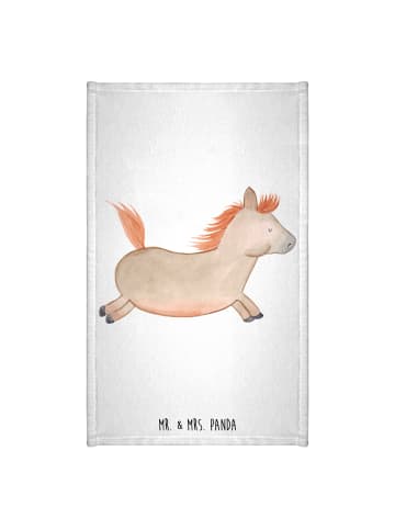 Mr. & Mrs. Panda Gästehandtuch Pferd Springen ohne Spruch in Weiß