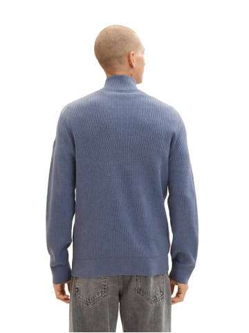 Tom Tailor Pullover Reißverschluß Structured Knit Troyer in Blau