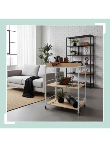 relaxdays Servierwagen in Natur/ Weiß - (B)70 x (H)88 x (T)40 cm