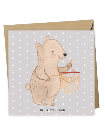 Mr. & Mrs. Panda Grußkarte Bär Makramee ohne Spruch in Grau Pastell