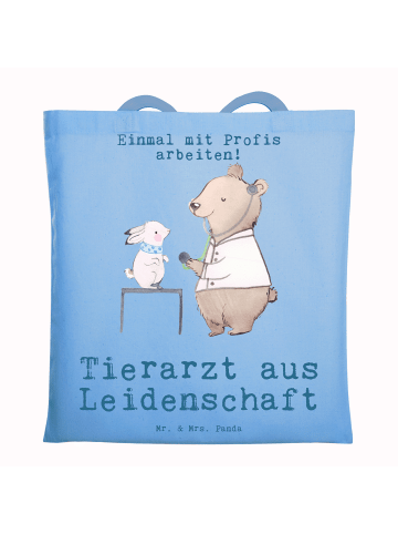 Mr. & Mrs. Panda Jutebeutel Tierarzt Leidenschaft mit Spruch in Sky Blue