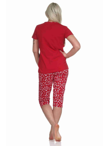 NORMANN Capri Schlafanzug kurzarm Pyjama maritimimen Look in rot