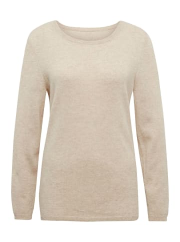 GOLDNER Kurzgröße:  Kaschmirpullover mit U-Boot Ausschnitt in bisquit