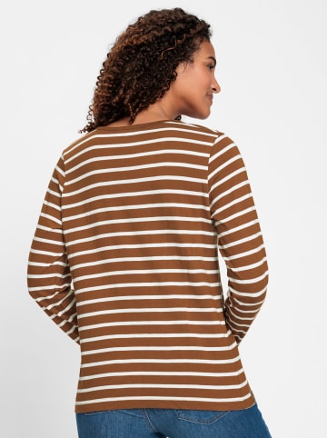 WITT WEIDEN Shirt in cognac-ecru-gestreift