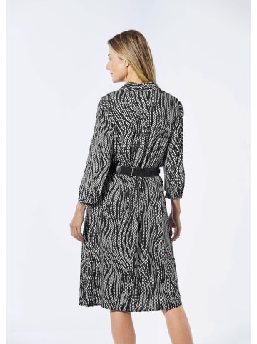 GOLDNER Blusenkleid mit Hemdkragen in schwarz / cremeweiß / gemustert
