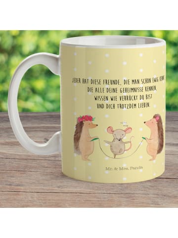 Mr. & Mrs. Panda Trinkbecher Igel Seilhüpfen mit Spruch in Gelb Pastell