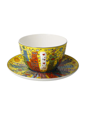 Goebel Milchkaffeetasse " James Rizzi My New York City Sunset " in Bunt