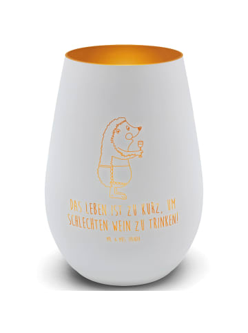Mr. & Mrs. Panda Kerzenständer Igel Wein mit Spruch in Weiß