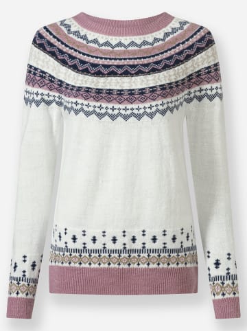 WITT WEIDEN Jacquard-Pullover in ecru-mauve-gemustert