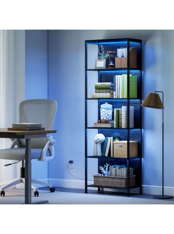 HOMCOM Bücherregal in Schwarz 60L x 30B x 179H cm