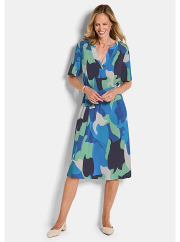 GOLDNER Druckkleid mit organischem Muster in blau / grün / gemustert