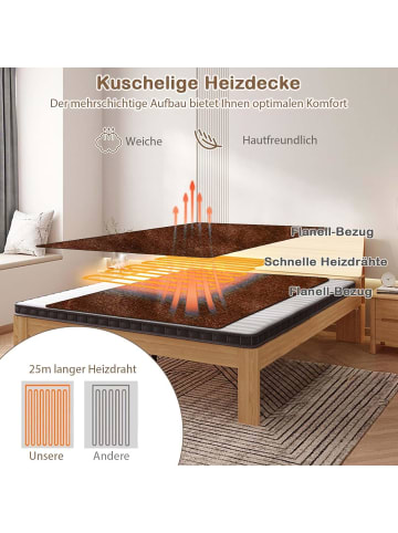 COSTWAY Heizdecke 130 x 180 cm in Braun