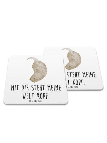 Mr. & Mrs. Panda Tischuntersetzer Otter Kopfüber mit Spruch in Weiß