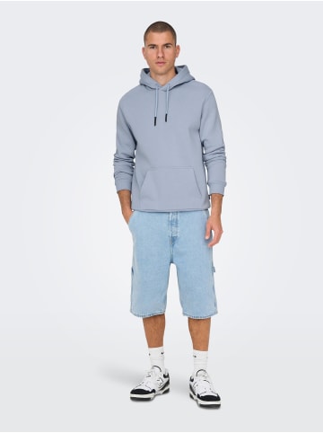 Only&Sons Weicher Kapuzen Pullover Basic Hoodie ONSCERES in Hellblau