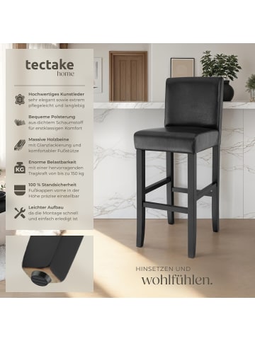 tectake Barstuhl aus Kunstleder, gepolstert mit Rückenlehne