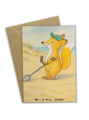 Mr. & Mrs. Panda Klappkarte Fuchs Metalldetektor Design ohne Spruch in Weiß
