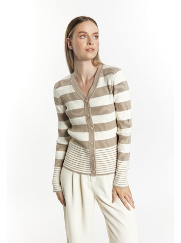 DreiMaster Klassik Strickjacke in Grau Beige Wollweiss