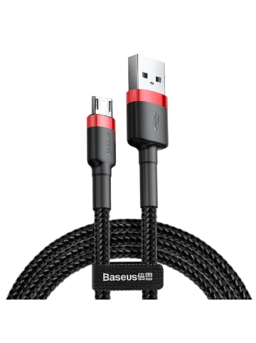 Baseus Baseus USB zu Micro USB Kabel – 2m Ladekabel in Schwarz-Rot in Schwarz