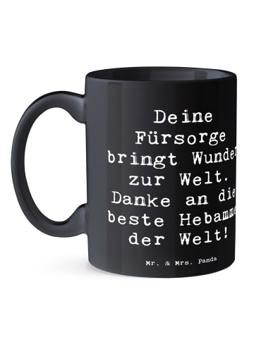 Mr. & Mrs. Panda Kaffeetasse Spruch Beste Hebamme mit Spruch in Schwarz
