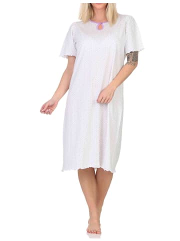 NORMANN Kurzarm Nachthemd Tupfen Punkte Optik in flieder