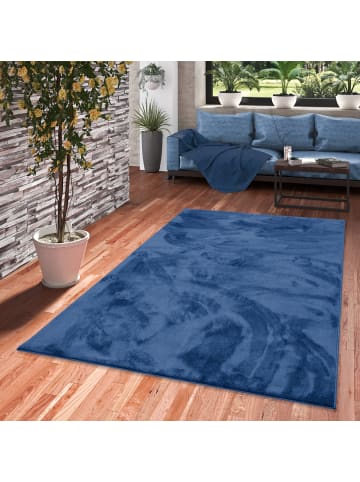 Pergamon Hochflor-Teppich Melia in dunkelblau