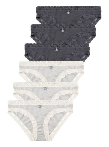 Like It 6er Pack Minislip in dark grey-ivory grey