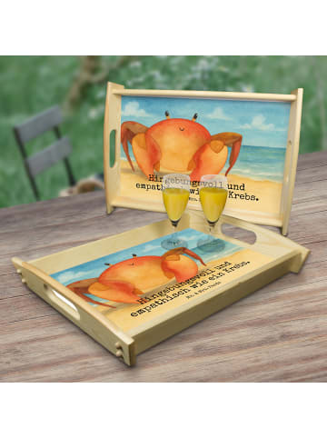 Mr. & Mrs. Panda Deko Tablett Sternzeichen Krebs Design mit Spruch in Weiß