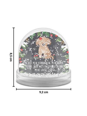 Mr. & Mrs. Panda Weihnachts Schneekugel Hund Dame mit Spruch in Kreidetafel