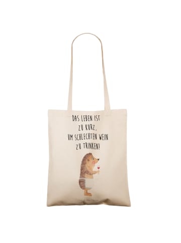 Mr. & Mrs. Panda Stofftasche Igel Wein mit Spruch in Creme