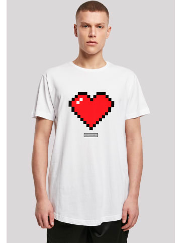 F4NT4STIC Long Cut T-Shirt Pixel Herz Good Vibes Happy People in weiß