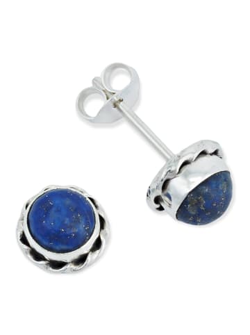 mantraroma 925er Silber - Ohrstecker (L) 7 x (B) 7 mm mit Lapis Lazuli