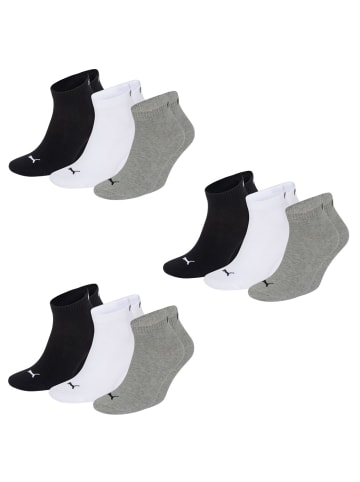 Puma Bodywear Quarter Socken 9 Paar in Schwarz / Weiß/ Grau