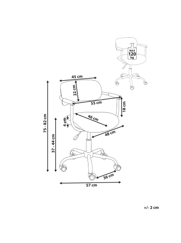 Beliani Bürostuhl VYRA in Beige/Schwarz - (W) 57 x (H) 75 x (L) 57 cm