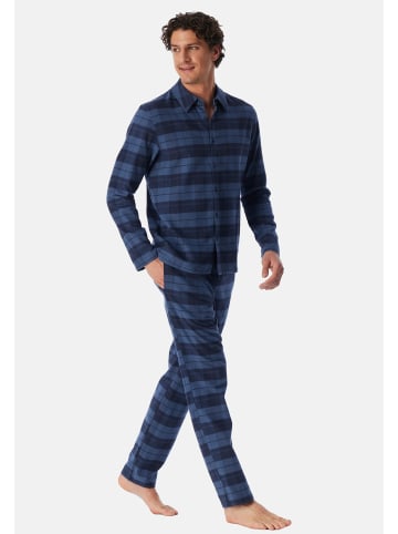 Schiesser Pyjama Selected Premium Warming in Faded denim