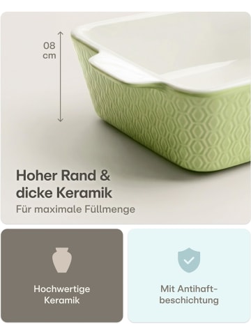 Praknu Auflaufform Keramik Grün 21cm – Backofen 280°C & Mikrowelle