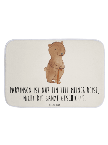 Mr. & Mrs. Panda Badezimmerteppich Bär Parkinson mit Spruch in Weiß